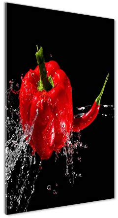 Tulup - Impression sur Verre Acrylique - 50x100 - Image sur Plexiglas - Déco Mural derrière Le Plastique - Tableaux pour la Mur - Mural Art Décoration - Nourriture et Boissons - Rouge - Deux poivrons