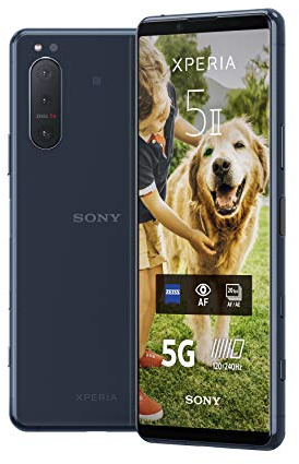 Sony Xperia 5 II - Téléphone portable | Design compact | Écran 21:9 CinemaWide™ | Eye AF en temps réel - Bleu