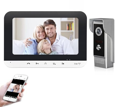 CYLZRCl Campanello Video, Sistema Citofono Videocitofono 7 Pollici WiFi App con Sblocco del Telecomando Videocamera Campanello Cablato Registra Rilevamento Movimento (Color : WiFi)