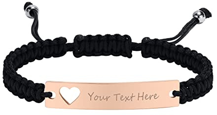 VNOX Personalisierte Gravur Paare Schwestern Freundschaft Brautjungfer Familie Schmuck-Set für 2/3/4/5 Edelstahl Geflochtene Hohl Herz Bar Armband für Frauen Männer
