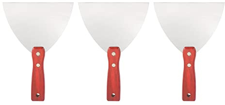 sourcing map Putty Scraper 6 Stainless Steel Putty Knife Wooden Handle for Drywall Puttying 3Pcs