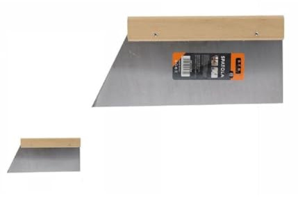 OISE ART STORE Trade Shop - Spatola per Pareti Stecca per Stucco in Acciaio Impugnatura in Legno 25cm 53276a