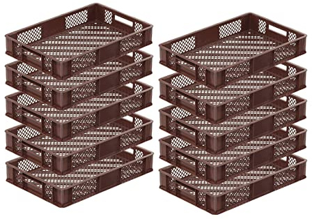 DIE BOX FABRIK Bäckerkiste 600x400x100 mm, Eurobehälter, Stapelkiste, Brotkiste, Stapelbox, Stapelbehälter, offene Aufbewahrungskisten für Transport, Trocknung und Lagerung, Euroboxen