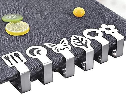 quxup Tischdeckenklammern für den Esstisch im Freien Picknicktischklammern Verdickter starker Edelstahl, Tischdeckenklammernhalter Ideal für draußen und drinnen, Küche, Picknick 4 cm X 6 Stück