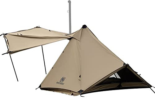 OneTigris Conifer Tipi Zelt mit Schneerock Zelt wasserdicht 1 Person für Zeltofen 4 Jahreszeiten Camping-Kojote Braun(Tetoron Baumwolle)