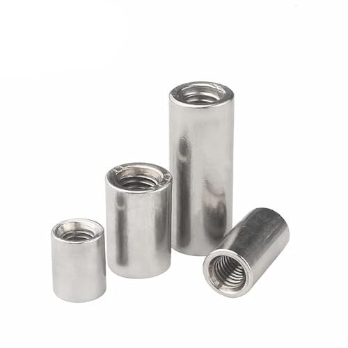 2/10 Stück M3 M4 M5 M6 M8 M10 Edelstahl 304 verlängern lange runde Verbindungsmutter, Verbindungsmuffe, Rohrmutter, 5 Stück M6 x 10 x 20 mm