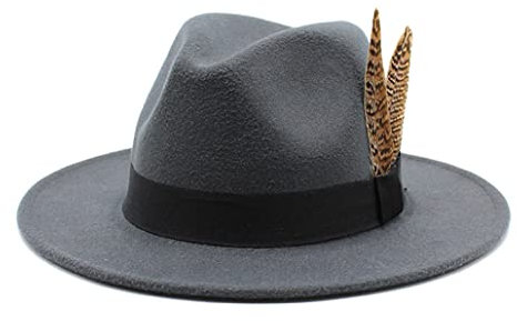 keusyoi Winter Fedoras Hut Herren Filz Klassische Jazz Hüte Schlapphut Frauen Casual Panama Cap für weiße Party Fedoras, dunkelgrau, 59/61 cm
