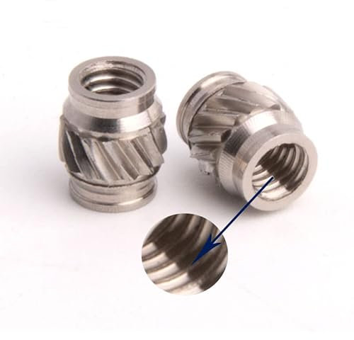 Gewindeeinsatz M3 M4 M5 M6 Heiße Schmelzkupferwärme -Knurchen -Gewinde Insertion Messing Einsatz Nuss Edelstahl Injektionsgeformte eingebettete Befestigungselemente 0707 (Color : Stainless steel_M5X9