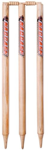 Naqqash Sports Cricket-Torten mit 2 Bügeln, natürliche Farbe, tragbare Cricket-Portiere, Holz, Set mit 3 Stäben für Cricket mit 2 Haken, Cricket-Wicket