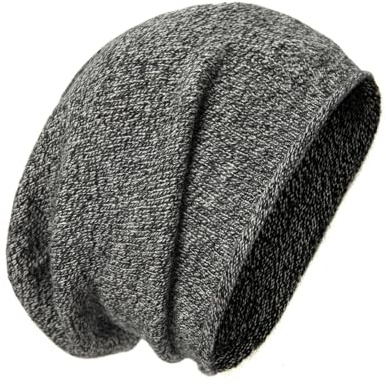 tonten Kaschmirwolle Slouchy Beanie für Damen und Herren, gestrickte Winter-Skimütze (Weiß Schwarz)