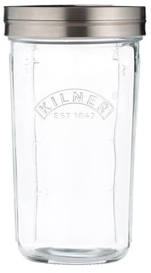 KILNER Siebglas | 0,5 L | Aufbewahrungsglas mit Deckel und Siebeinsatz | zum Sieben, Streuen und Aufbewahren von Mehl, Kakao, Puderzucker | Glas Kakao Streuer aus Sodalime-Glas