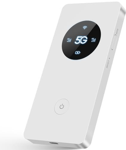 Calonny Tragbarer mobiler WLAN-Hotspot,5G-LTE-SIM-Router,2 Gbit/s,5000 mAh wiederaufladbarer Akku,kabelloses USB-WiFi-Modem,ohne Konfiguration,für Reisen und Arbeit,Nicht durchsuchen, APN ändern