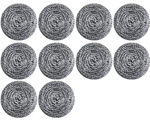 Steel Wool Scrubber, Heavy Duty Durable Scourer Kitchen Cleaning Tools Stainless Steel Wire Sponges For Cleaning Dish Pots Pans Grills, 10 Pieces (Size : 7cm)