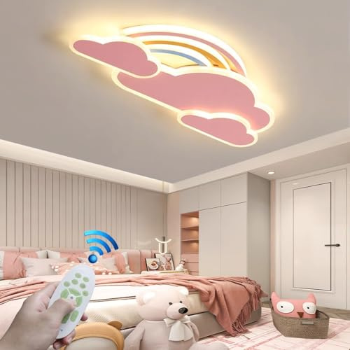 RuiRfh Deckenlampe LED Regenbogen Wolke Cartoon Kreatives Design Schlafzimmer Fernbedienung Dimmbare Deckenleuchte Moderne Junge Mädchen Kinderzimmer Beleuchtung Babyzimmer Schlafzimmer Wohnzimmer Hot