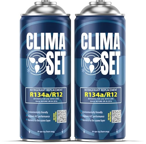 ClimaSet Remplacement du gaz refrigerant R134a 2x170 g pour Climatisation, Climatiseur - Remplace R134a R12, Recharge climatisation voiture - Gaz R134a - cartouche gaz - ECO