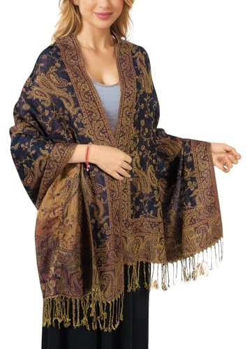 Lamca Pashmina Schal Damen, Elegant Weich Schultertuch Schal für Damen, Leicht Frauen Halstuch Stola mit Paisleymuster - Tuch Lang Damen