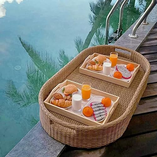 Plateau flottant pour piscine, plateau de Table de rafraîchissement, plateau de service alimentaire, plateau de boissons, Bar pour fête sur la plage, Spa, 100x50x20cm ( Color : Beige , Size : 100*50*2