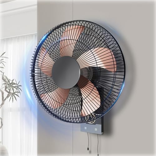 SWEPER Ventilador De Pared Altura 42cm Ventilador Oscilante Mecánico 40W Fan Silencioso Con Aspas De Aluminio Con 3 Velocidades Cabezal Oscilante De 90° Oficinas, Para Restaurantes, Fábricas