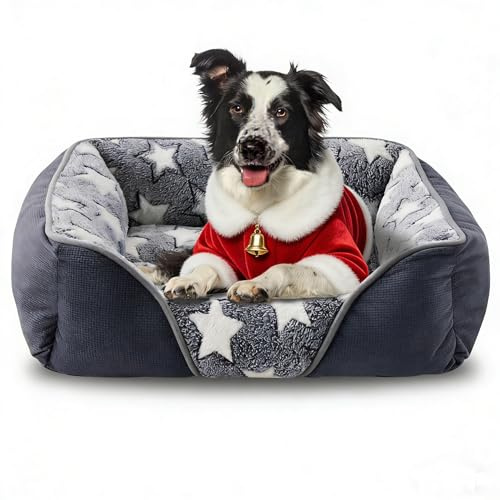 Heymamba Large Dog Bed Rectangle, Dog Beds Large with Opening&Fluff Outward Design, Dog Beds Clearance has Machine Washable Fabric, Provides Clean Space for Whippet/Golden Retriever, 76x61x23cm