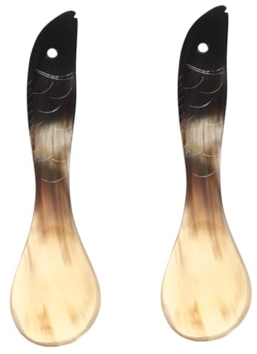 Cabilock 2 Piezas cuchara de cuerno cucharas soperas cucharillas cucharas asiáticas cuchara de aperitivos cucharas de cafe cucharas de sopa cuchara sopera suministros de cocina cuernos