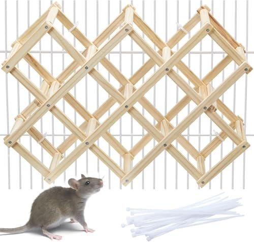 Jevnd Wooden Rat Climbing Toys, Natural Pet Rat Cage Accessories Climbing Ladder, Fancy Rats Enrichment Toy Activities, Hanging Rodent Toys for Pet Rats in Cage Playing Chewing (L, 1pc)
