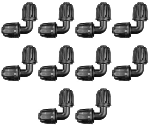 Tiardey 10 Pcs Automatic Drip Irrigation Fittings 1/2 Inch Universal Elbow Connectors Barbed Elbow Drip Parts Garden Watering System Accessory