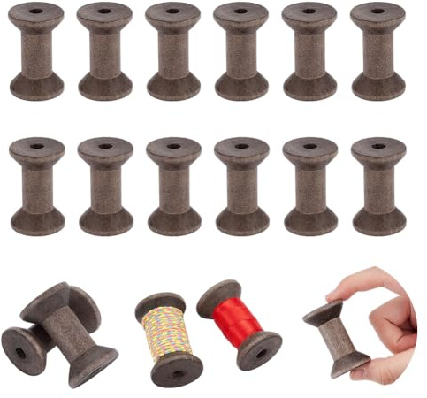UNICRAFTALE Circa 20pz Rocchetti Vuoti in Legno Mini Rocchetti per Tessitura di Fili di caffè Rocchetto di Filo da Cucito in Legno Naturale per Ricamo Rocchetto di Avvolgimento Diametro 50mm