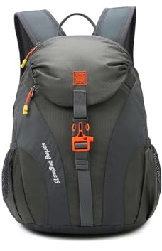 PORRASSO Wanderrucksack Rucksack 15L Reiserucksack Leichter Wasserdichter Daypack Hiking Backpack für Damen Herren Trekking Radfahren Klettern Reisen Sport Grau