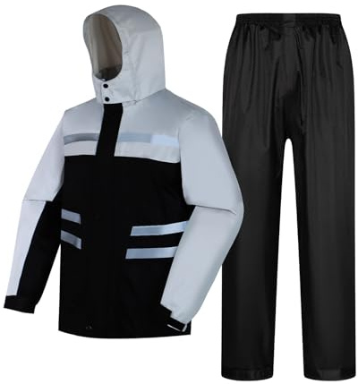 LY4U Traje de lluvia Impermeable, Chaqueta y Pantalones Ligeros con Capucha, Chubasquero Unisex para Exteriores, Ropa Impermeable con Capucha Antitormenta