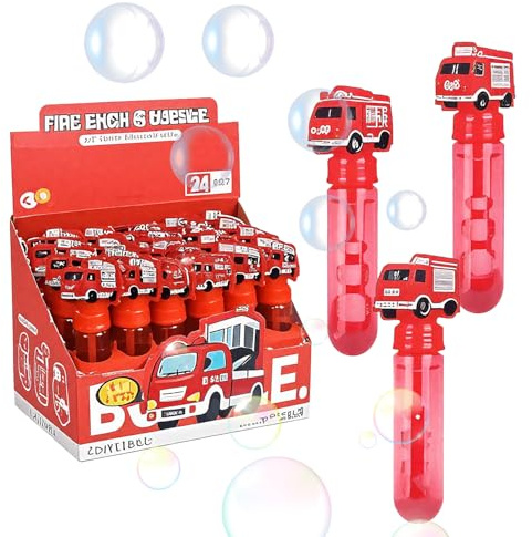 Seifenblasen Spielzeug, 24 Stück Mini Seifenblasens Set, Feuerwehrauto Seifenblasen Erwachsene Stab, Seifenblasene Hochzeit, Bubble Sticks Geschenke