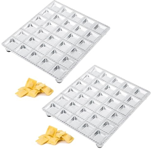 2Pcs Moule à Raviolis en Alliage D'aluminium, 30 Trous Moule à Pâtisserie Mini Carrés Outil de Cuisine pour Raviolis