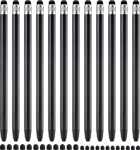 LINFANC 12Pcs Black Stylus Pen for Touchscreen, 2-in-1 High Precision & Sensitivity Stylus Pen for iPhone/iPad/Android Smartphones and Tablets Compatible with All Touch Screens