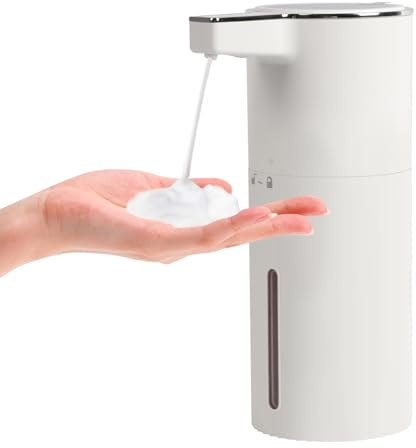 Longzhuo Distributore automatico di sapone in schiuma senza contatto, con sensore automatico, dispenser a 4 velocità per bagno, cucina, uso pubblico (Bianco, Schiuma)