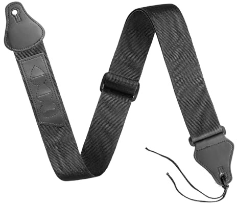 Verstellbarer Gitarrengurt mit Plektrumhalter - Schwarze Gitarrengurte für Akustik-, E- und Bassgitarren, geeignet für Männer und Frauen