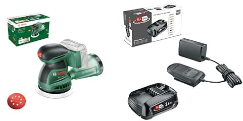 Bosch lijadora excéntrica a batería EasyOrbit 18V10 (sin batería) + Bosch Kit de démarrage de batterie 18 V (1 batterie 2,5 Ah, chargeur, système 18 V)