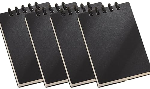 FXNT Mini quaderni tascabili formato A7, copertina nera, a spirale, confezione da 4