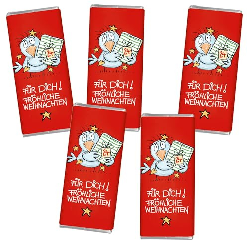 STEINBECK Weihnachten 5er Set Mini Schokolade Tafel Geschenk Adventskalender Befüllung Tischdekoration Weihnachtsfeier Nikolaus Vogel