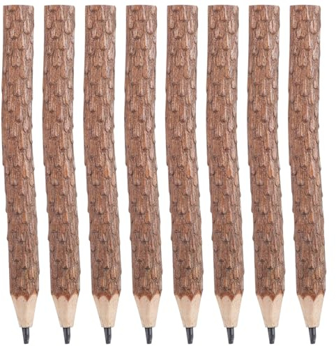 Uonlytech 8 pièces Crayons Bois Brut Naturel Pencils Branches Rustiques pour Garçon Fille Cadeaux Écologiques Anniversaire Garçon Fille Décoration Originale et Écriture Créative