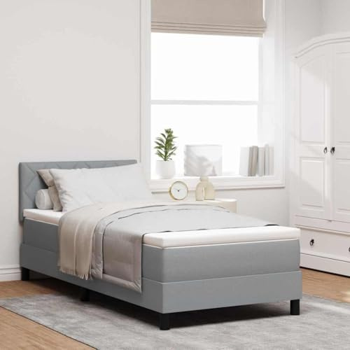 INLIFE Lit boxspring avec Matelas Gris Clair 90 x 200 cm tissu-3338734