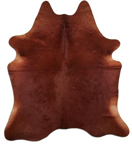 Livorio Premium Kuhfell Teppich - L210 x B180 cm - rotbraun - einmaliges Naturprodukt aus Südamerika | Rinderfell | Echtfell | Brown | K336