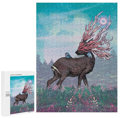 Puzzle difficile pour adultes - 500 pièces - Forêt enchantée avec oiseau - Puzzle - Décoration murale - Cadeau d'anniversaire - 500 pièces
