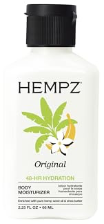 HEMPZ Mini Travel Size Body Lotion Whipped Crème Daily Moisturising Cream, Shea Butter Hand and Body Moisturiser - Skin Care Products, Hemp Seed Oil 2.25 oz. - Floral & Banana