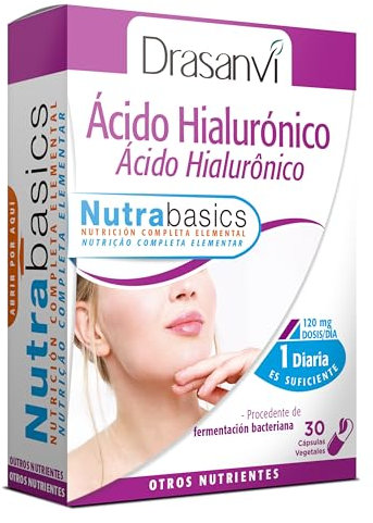 DRASANVI Ácido Hialurónico Procedente de Fermentación Bacteriana | Función Estructural para Piel, Cartílagos y Articulaciones | Hidratante Natural | para Veganos | 30 Cápsulas Vegetales = 30 Días
