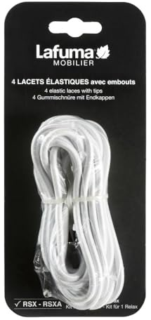 Lafuma Mobilier Lacets élastiques avec Embouts pour RSX/RSXA,Kit de 4 Lacets, Couleur Blanc, LFM2322-0020 (L'emballage Peut Varier)