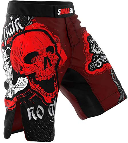 SMMASH MMA Pantaloncini Skull Red MMA BJJ K1 S M L XL XXL, Multicolore, M