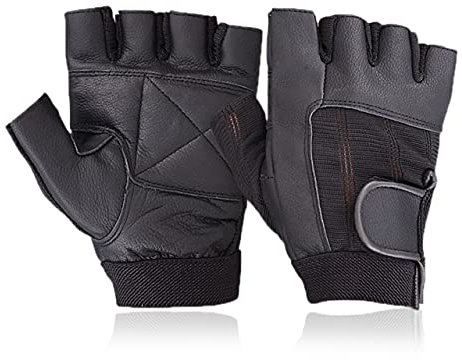 WEIGHT LIFTING PADDED LEATHER GLOVES - W035 - FITNESS TRAINING BODY BUILDING GYM SPORTS & WHEEL CHAIR USE SIZE (LARGE)