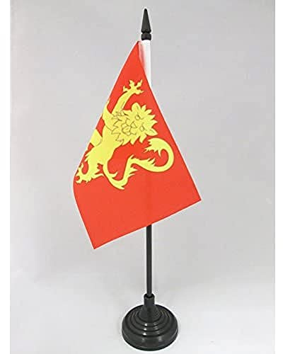 AZ FLAG Drapeau de Table Aveyron 15x10 cm Polyester 100D Socle Plastique | Usage intérieur Drapeau de bureau français finition cousue et bords renforcés avec mât en plastique et socle en plastique