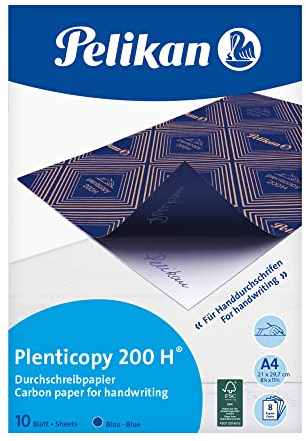 Pelikan Pochette de 10 films Bleues carbone A4 Plenticopy pour écriture main, dos ciré