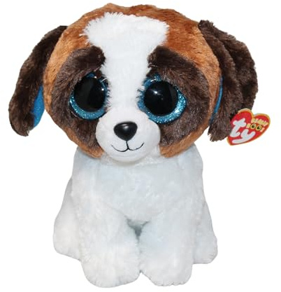 TY 37012 - Duke Buddy - Hund mit Glitzeraugen, Glubschi's, Beanie Boo's, Large 24 cm, weiß/braun