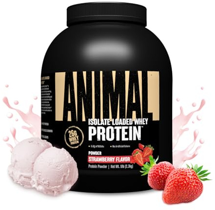 ANIMAL Isolate Whey Protein Powder (Strawberry) – with 25g Protein & 4.6g BCAAs for Muscle Building, Protein Shake with isolates & Various Amino acids – 2,3kg